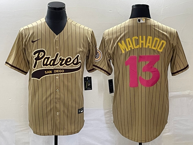 Men's San Diego Padres Manny Machado Tan Replica Player Jersey Joint Edition baseball jersey product view 1
