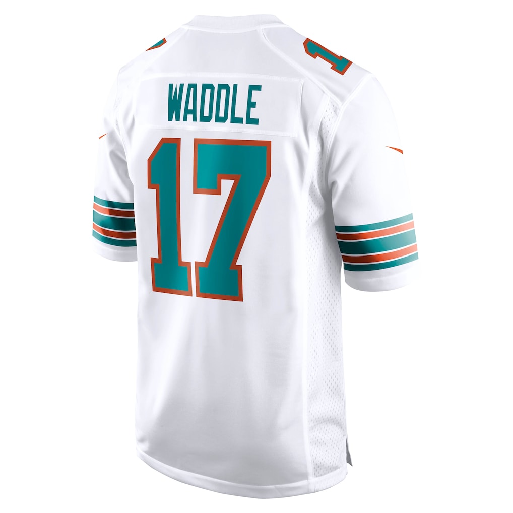 M.Dolphins #17 Jaylen Waddle White Game Jersey football jersey product view 1