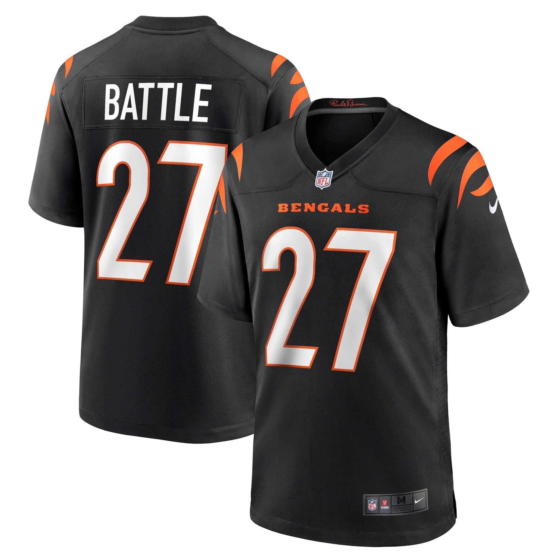 Jordan Battle Cincinnati Bengals Team Game Jersey - Black football jersey product view 1