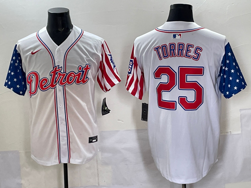 Men's Detroit Tigers Gleyber Torres White Limited Player Jersey baseball jersey product view 1