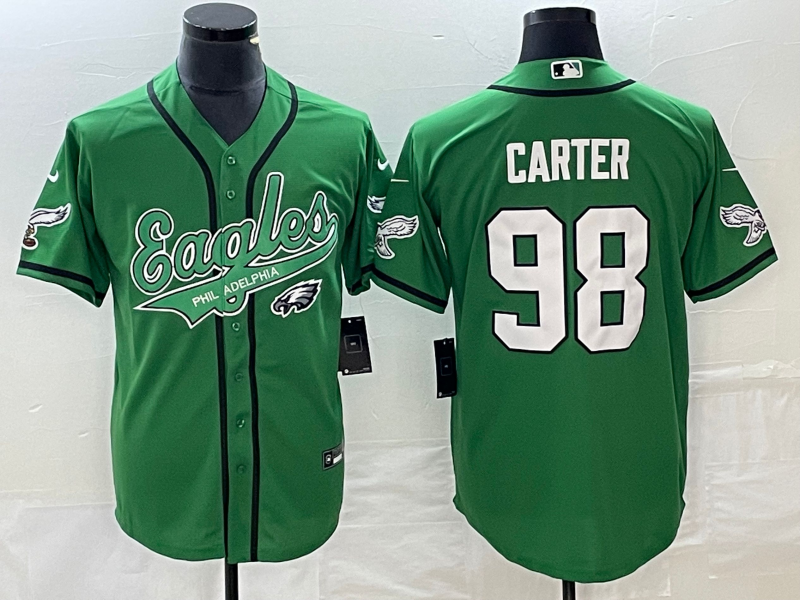 Men's Philadelphia Eagles Jalen Carter Kelly Green Game Jersey Joint Edition football jersey product view 1