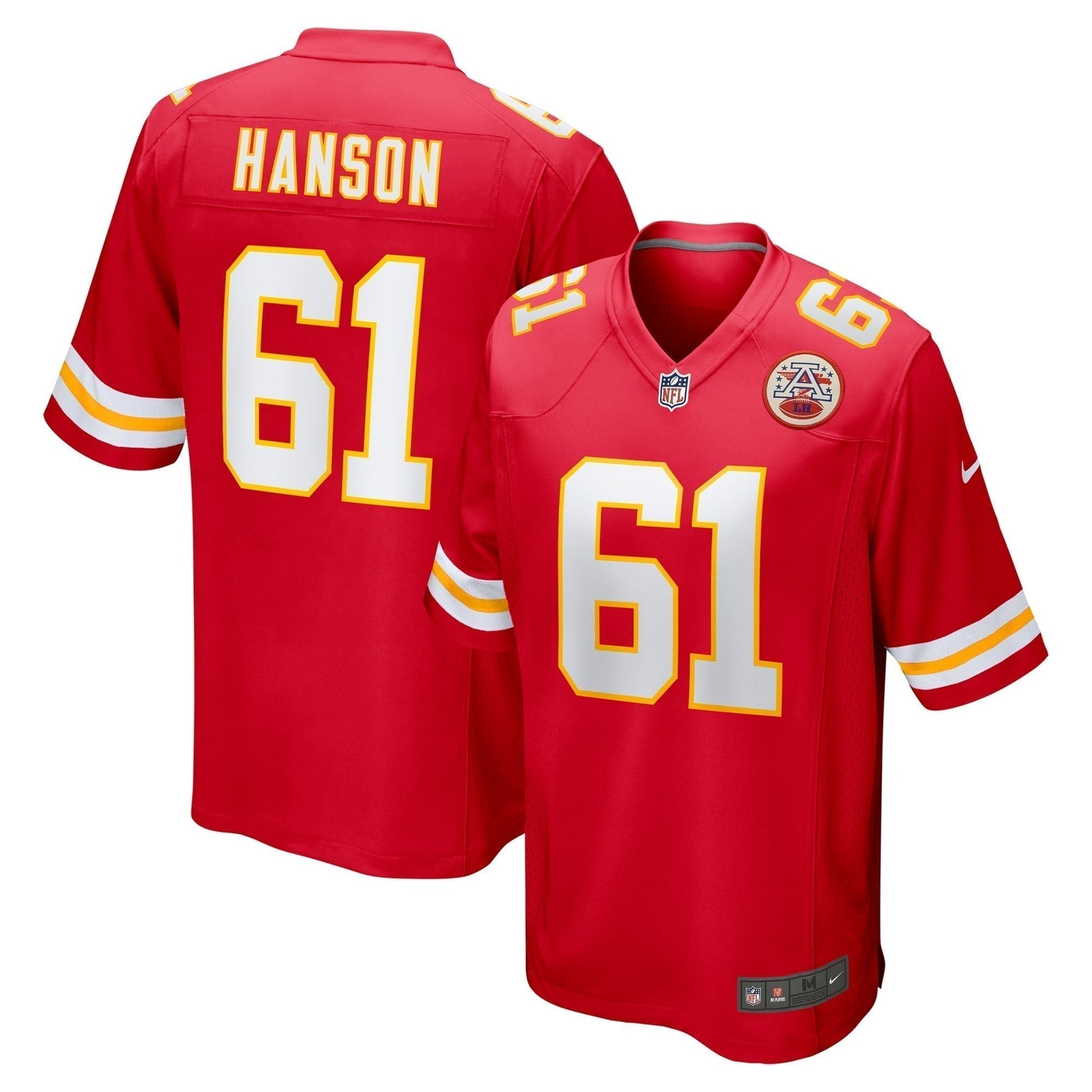 C.J. Hanson Kansas City Chiefs Game Jersey - Red football jersey product view 1
