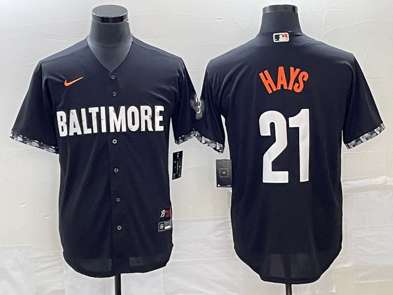 Men's Baltimore Orioles Austin Hays Black 2023 City Connect Replica Player Jersey baseball jersey product view 1