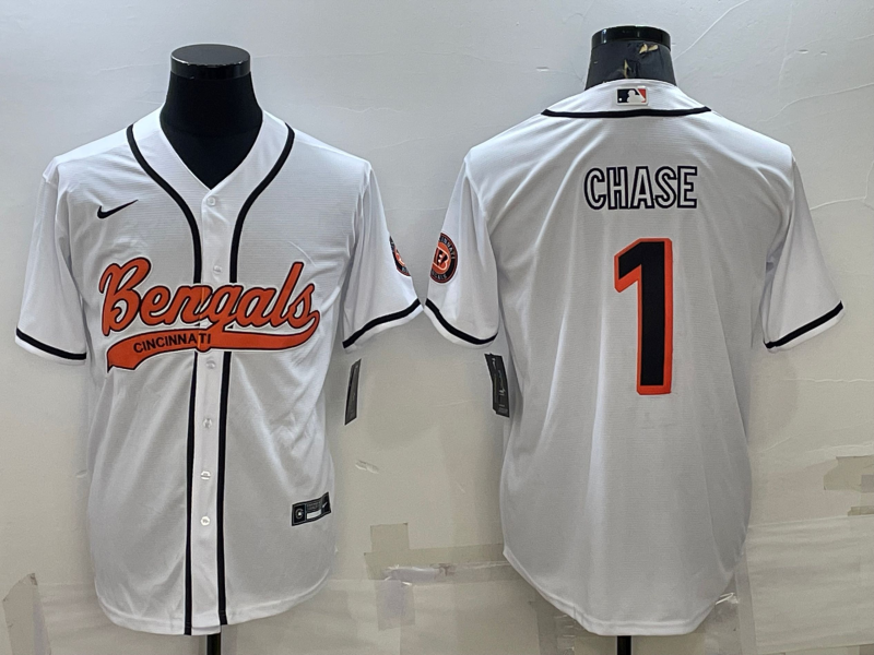 Men's Cincinnati Bengals Ja'Marr Chase #1 White Fashion Game Jersey1 football jersey product view 1