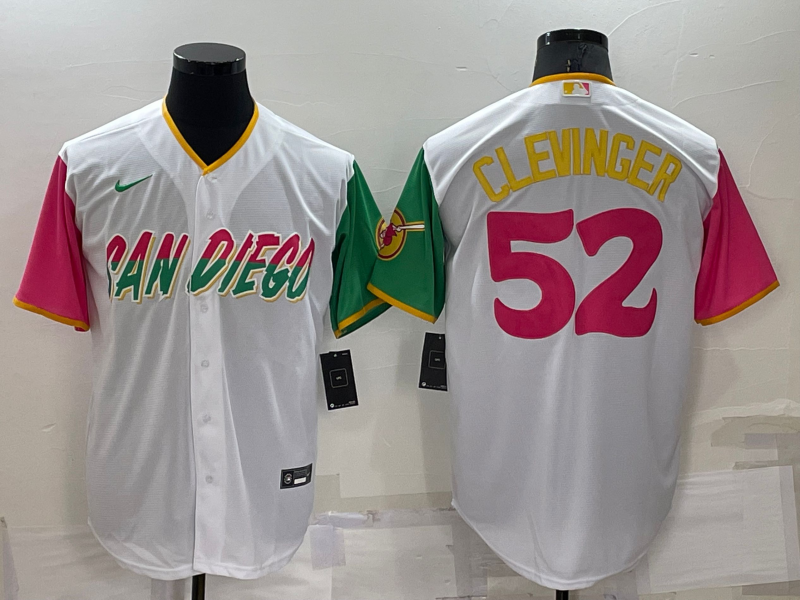 Men's San Diego Padres Mike Clevinger #52 White Stitched Jersey1 baseball jersey product view 1