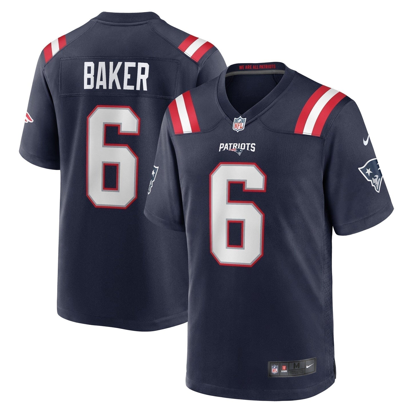 Javon Baker New England Patriots Team Game Jersey - Navy football jersey product view 1