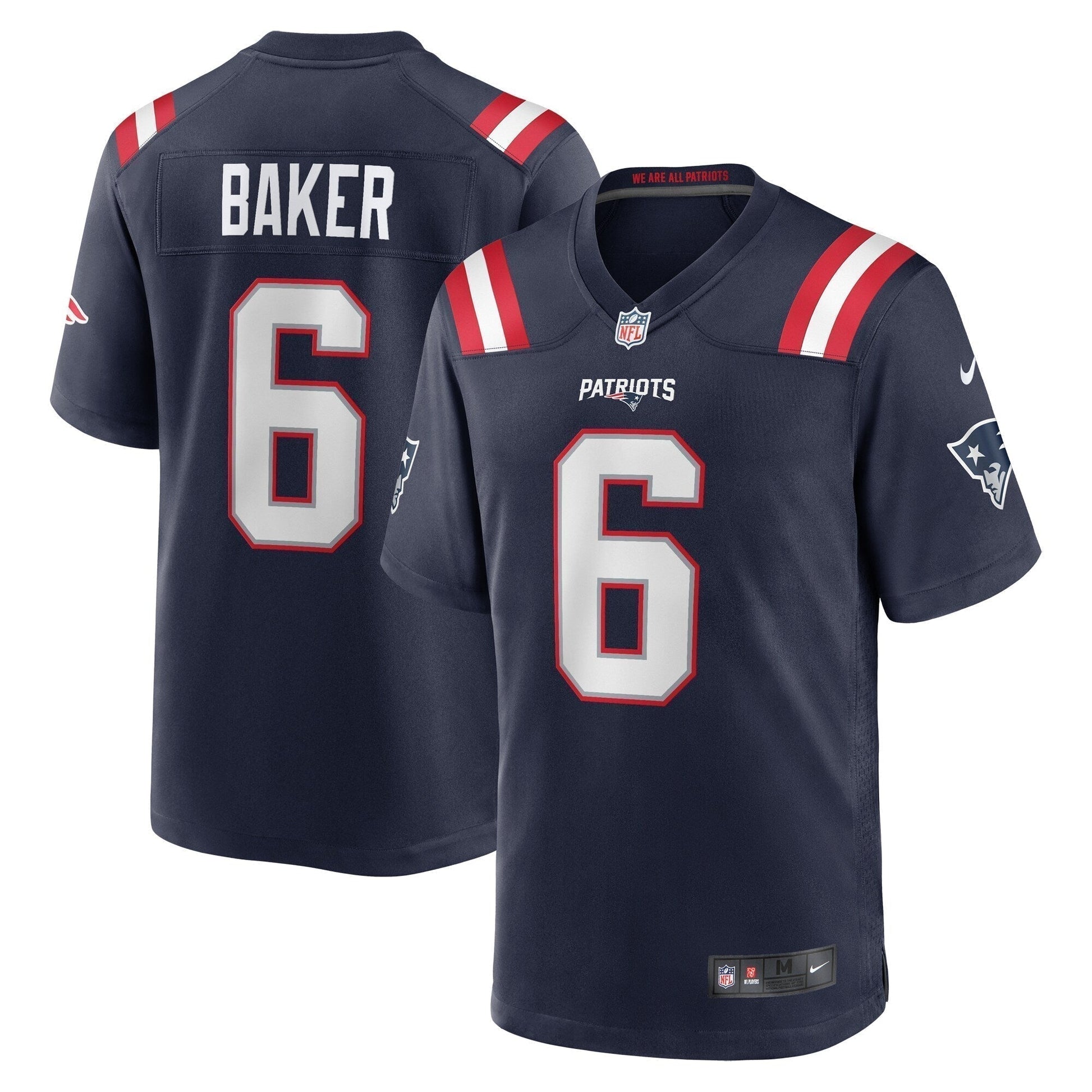 Javon Baker New England Patriots Team Game Jersey - Navy football jersey product view 1