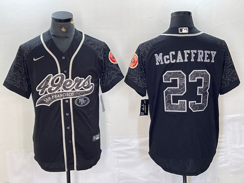 Men's San Francisco 49ers Christian McCaffrey Black RFLCTV Limited Jersey Joint Edition football jersey product view 1