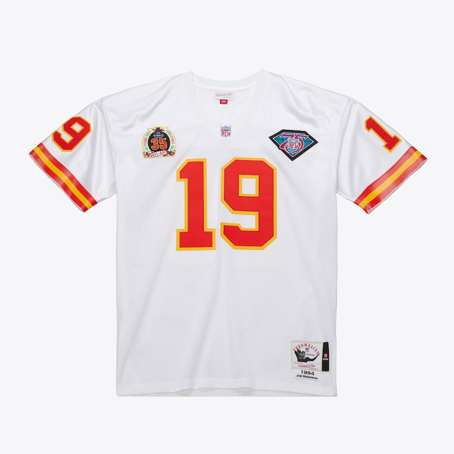 Men's Joe Montana White Kansas City Chiefs 1994 Jersey football jersey product view 1