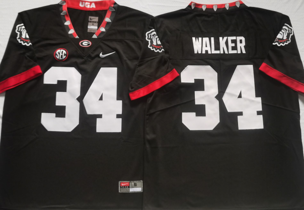 Men's Georgia Bulldogs Herschel Walker #34 Black Player Game Jersey sports jersey product view 1