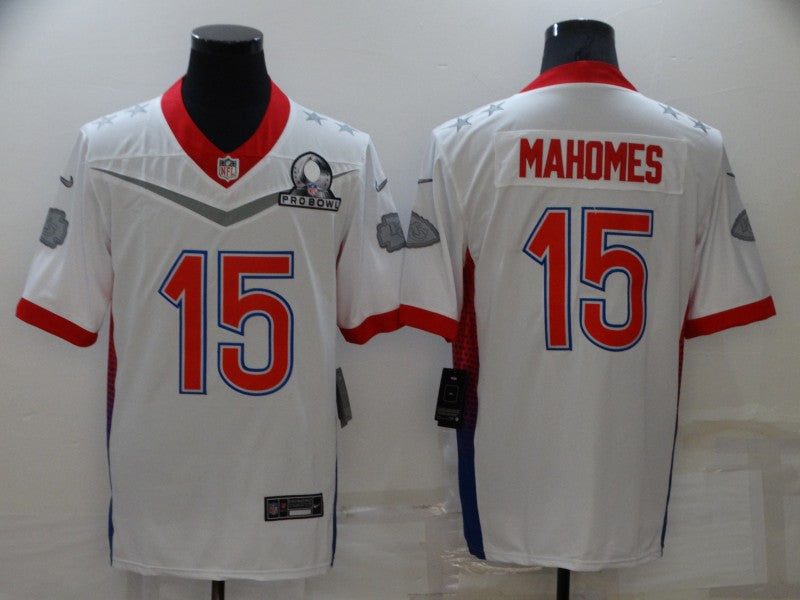 Men's Kansas City Chiefs Patrick Mahomes #15 White ALL STAR Game Jersey1 football jersey product view 1