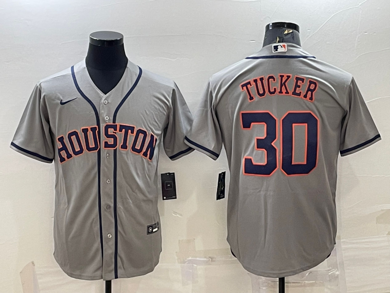Men's Houston Astros Kyle Tucker #30 Gray Replica Player Jersey baseball jersey product view 1