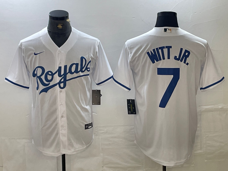 Men's Kansas City Royals Bobby Witt Jr. #7 White Home Replica Player Jersey1 baseball jersey product view 1