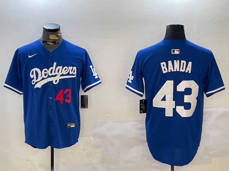 Men's Los Angeles Dodgers Anthony Banda Royal Player Jersey baseball jersey product view 1