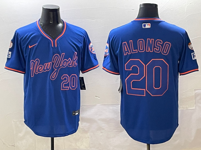 Men's New York Mets Pete Alonso #20 Royal Alternate Player Jersey1 baseball jersey product view 1