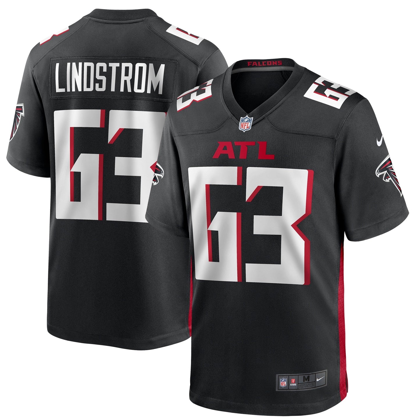 Chris Lindstrom Atlanta Falcons Game Jersey - Black football jersey product view 1