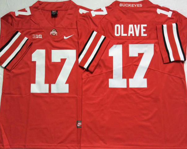 Men's Ohio State Buckeyes Chris Olave Scarlet Player Game Jersey sports jersey product view 1