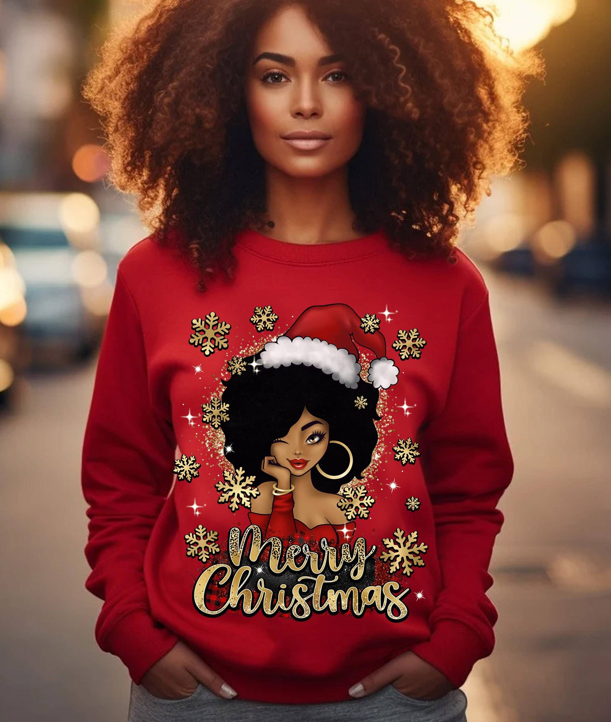 Black Women Merry Christmas Sweatshirt, Gift Tee & Sweater Unisex T-shirt, Sweatshirt, Hoodie, Long Sleeve Tee - T-Shirt, Sweatshirt, Hoodie