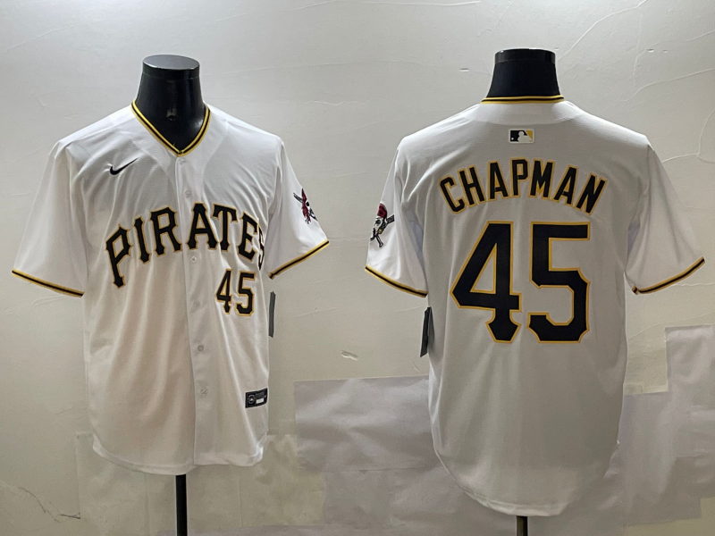 Men's Pittsburgh Pirates Aroldis Chapman #45 White Home Limited Player Jersey1 baseball jersey product view 1