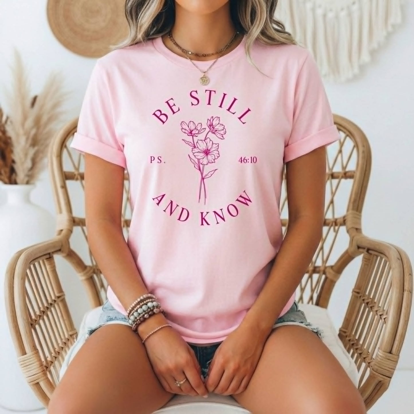 Be Still and Know Pink Tultex Vintage Christian Graphic Tee Unisex T-shirt, Sweatshirt, Hoodie, Long Sleeve Tee - T-Shirt, Sweatshirt, Hoodie