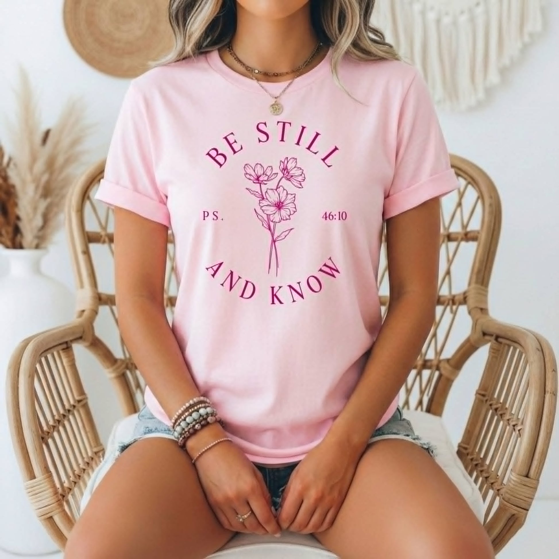 Be Still and Know Pink Tultex Vintage Christian Graphic Tee Unisex T-shirt, Sweatshirt, Hoodie, Long Sleeve Tee - T-Shirt, Sweatshirt, Hoodie