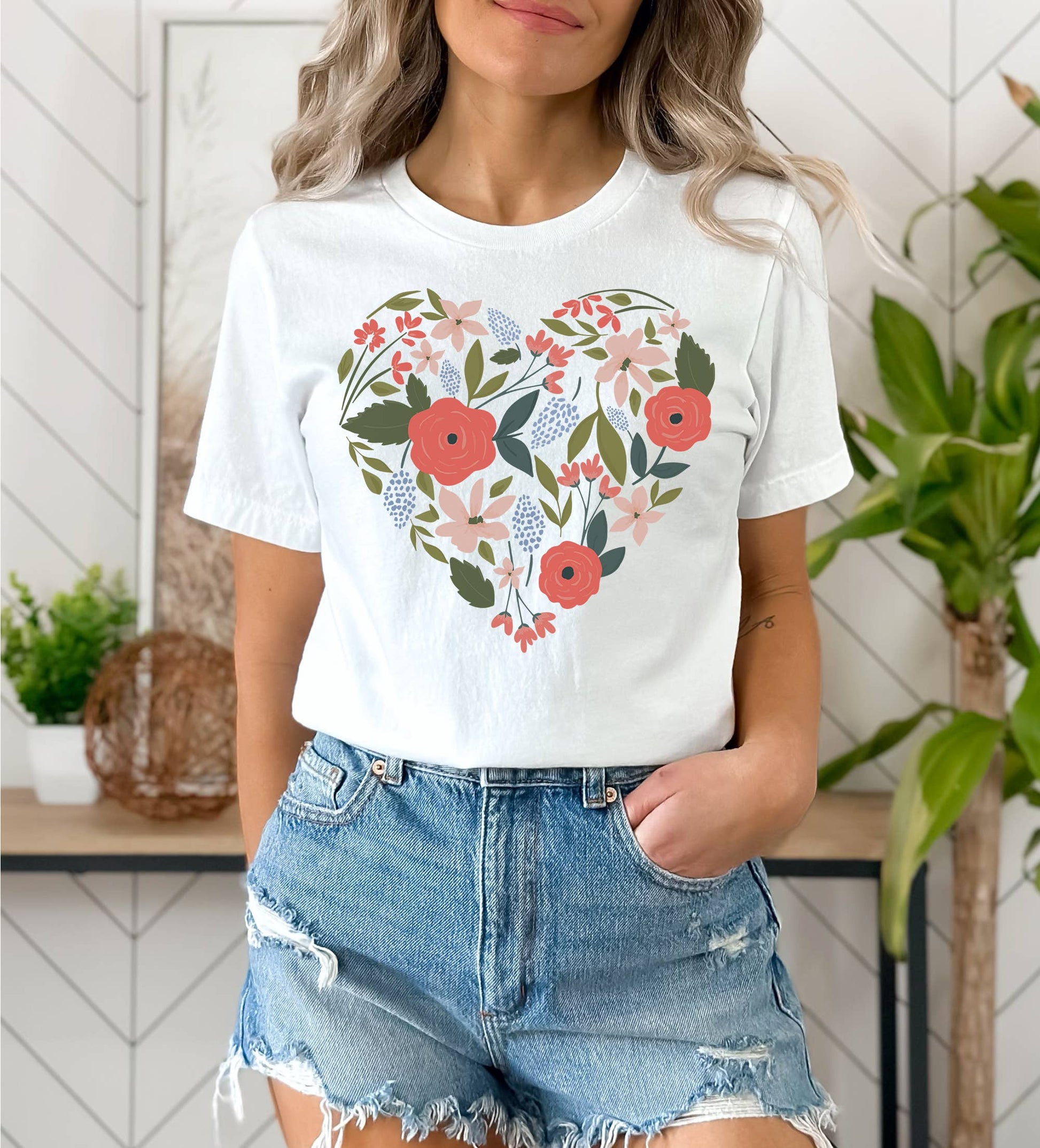 Floral Heart Blooms Tee | Floral | Sizes XS-2XL Unisex T-shirt, Sweatshirt, Hoodie, Long Sleeve Tee - T-Shirt, Sweatshirt, Hoodie