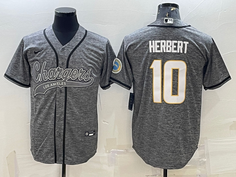 Men's Los Angeles Chargers Justin Herbert Gray Game Jersey Joint Edition football jersey product view 1
