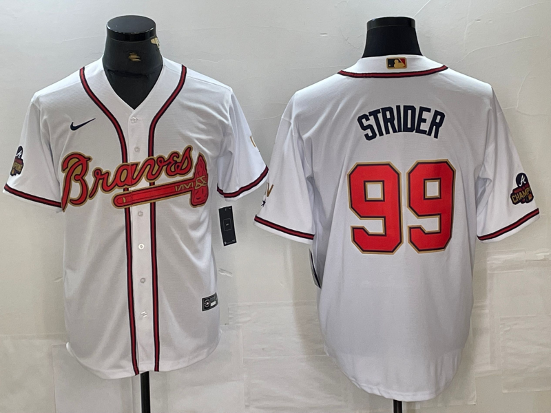 Men's Atlanta Braves Spencer Strider White Replica Game Jersey baseball jersey product view 1