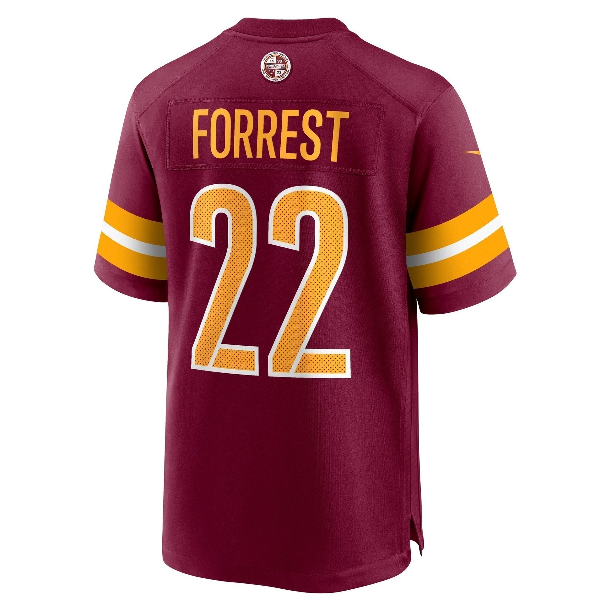 Darrick Forrest Washington Commanders Game Jersey - Burgundy football jersey product view 3