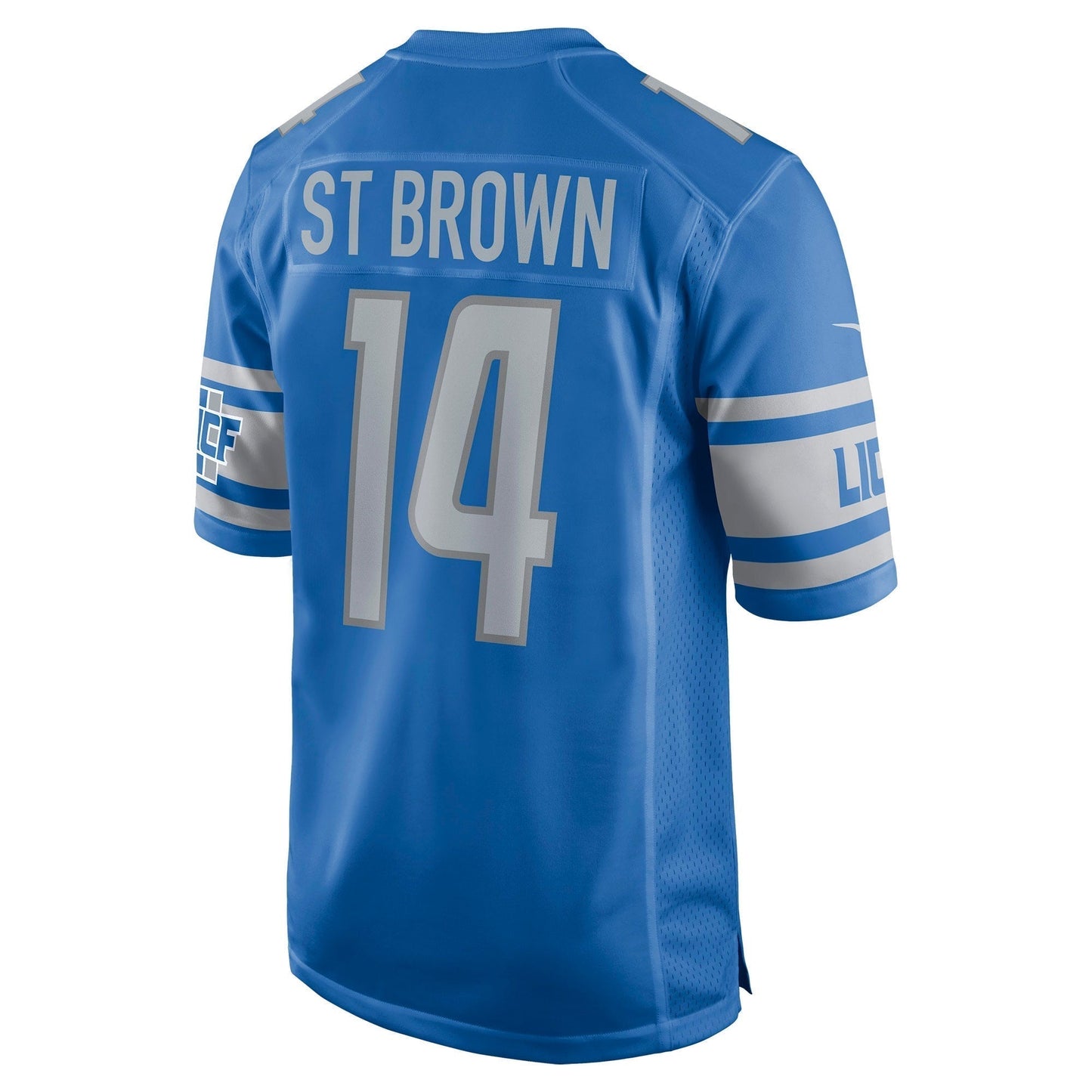 Amon-Ra St. Brown Detroit Lions Game Jersey - Blue football jersey product view 3