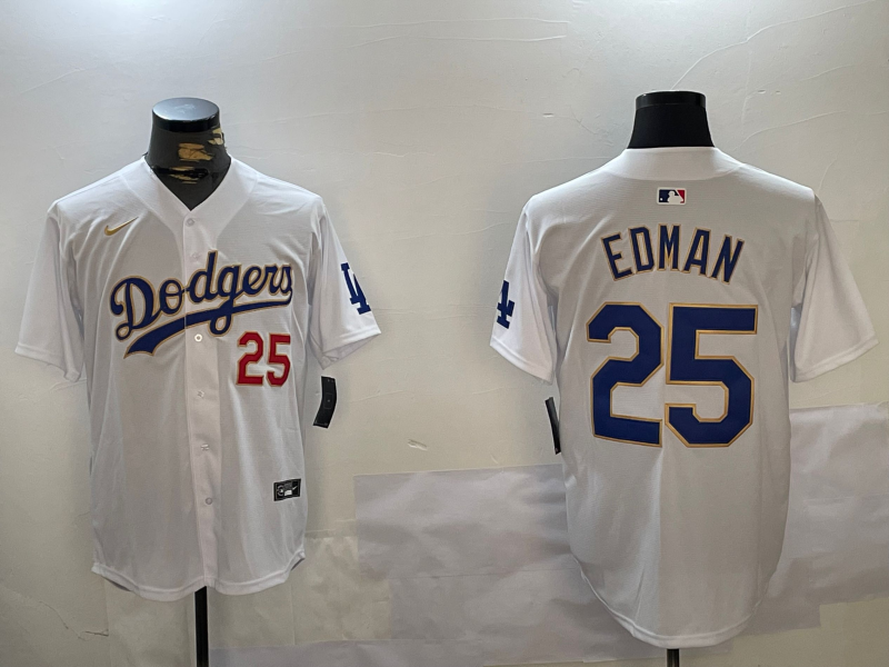 Men's Los Angeles Dodgers Tommy Edman White Game Player Jersey baseball jersey product view 1