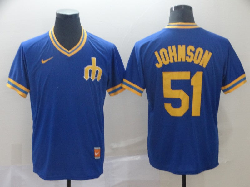 Men's Seattle Mariners Randy Johnson #51 Blue Replica Baseball Jersey1 baseball jersey product view 1