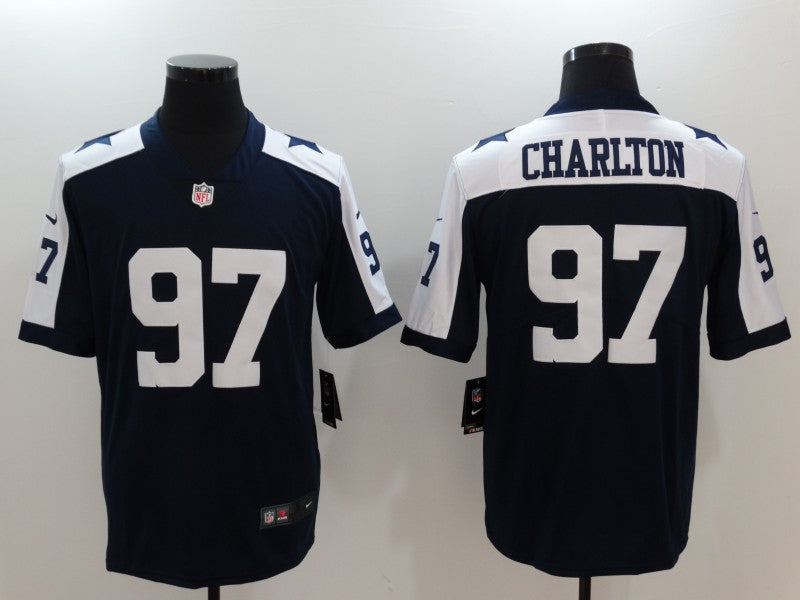 Men's Dallas Cowboys Taco Charlton #97 Navy Game Player Jersey1 football jersey product view 1