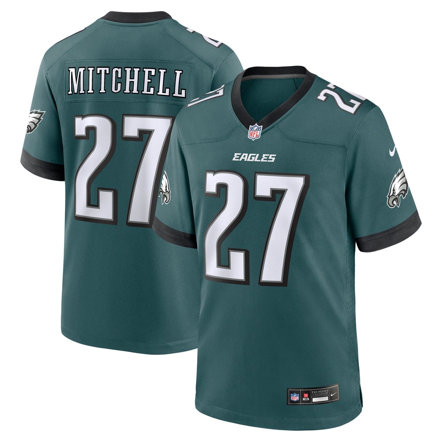 Quinyon Mitchell Philadelphia Eagles Team Game Jersey - Midnight Green football jersey product view 1