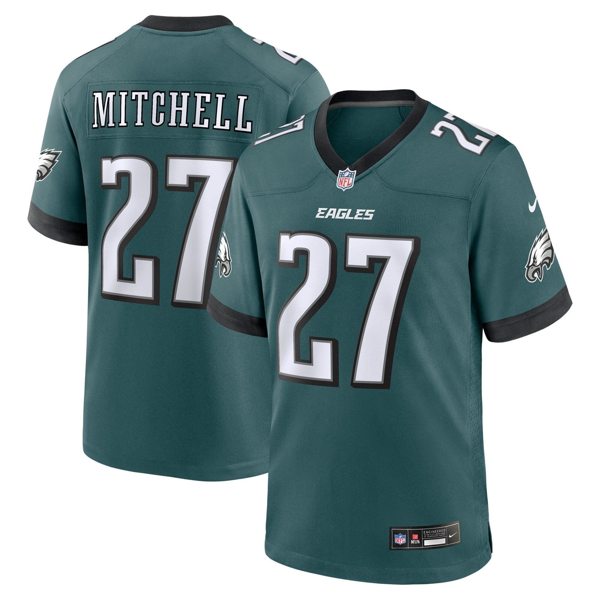 Quinyon Mitchell Philadelphia Eagles Team Game Jersey - Midnight Green football jersey product view 1