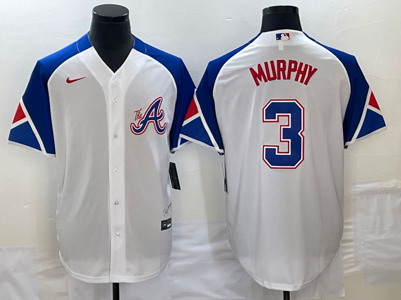 Men's Atlanta Braves Dale Murphy #3 White 2023 City Connect Replica Player Jersey baseball jersey product view 1