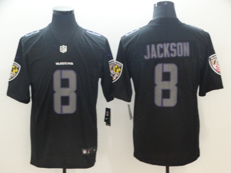 Men's Baltimore Ravens Lamar Jackson #8 Black Authentic Player Game Jersey1 football jersey product view 1