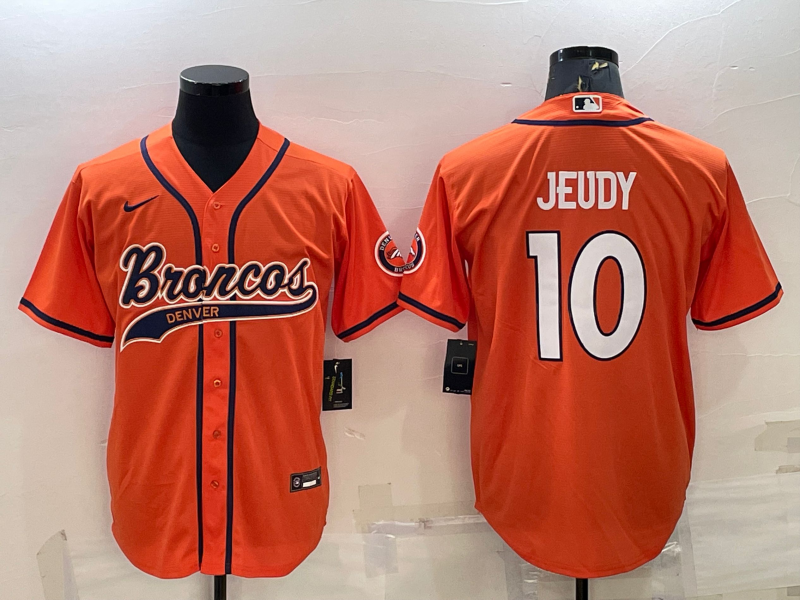 Men's Denver Broncos Jerry Jeudy #10 Orange Game Jersey1 Joint Edition football jersey product view 1