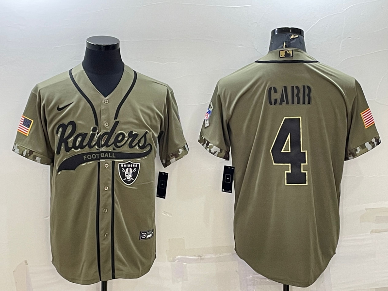 Men's Las Vegas Raiders Derek Carr #4 Olive 2022 Salute To Service Limited Jersey1 Joint Edition football jersey product view 1