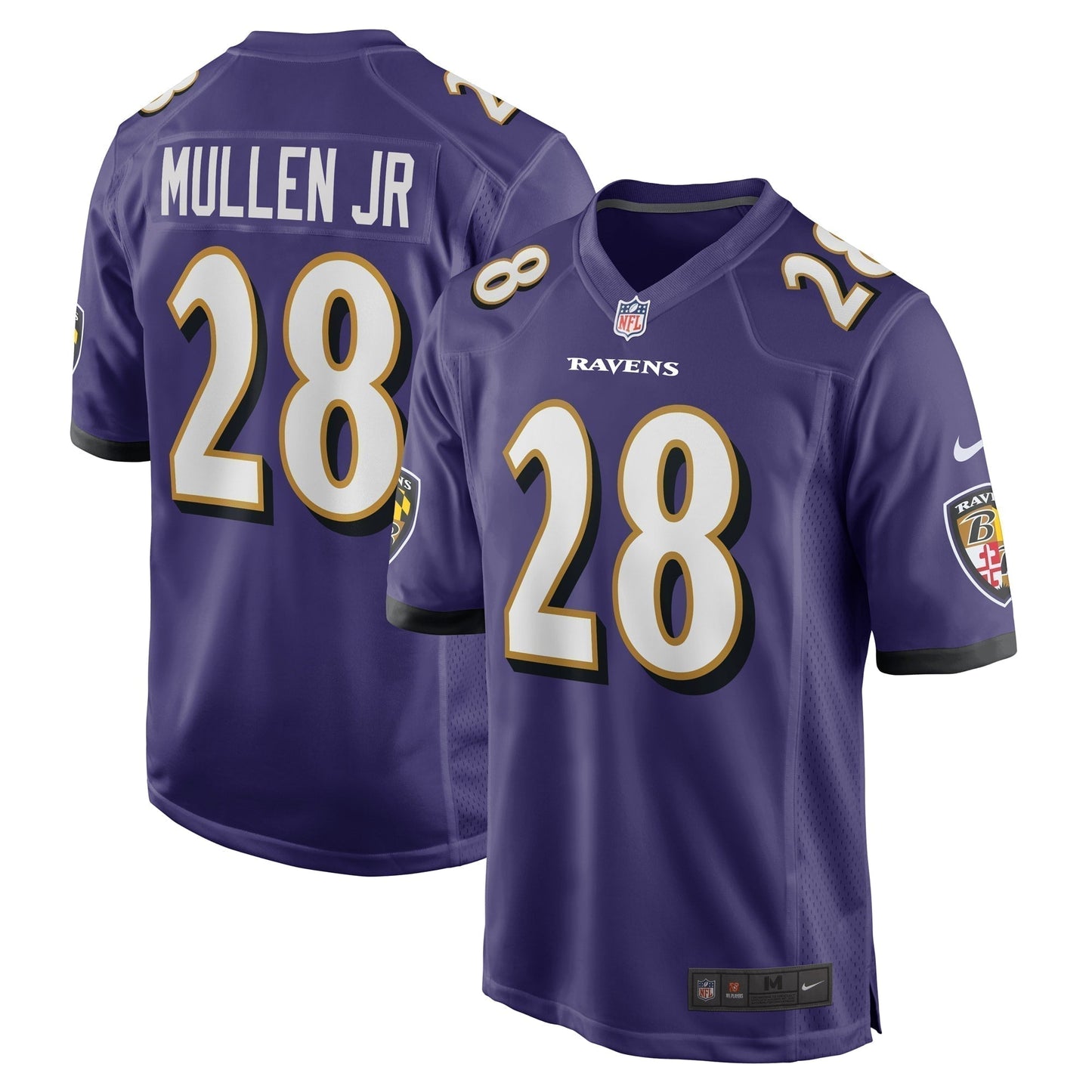Trayvon Mullen Jr. Baltimore Ravens Team Game Jersey - Purple football jersey product view 1