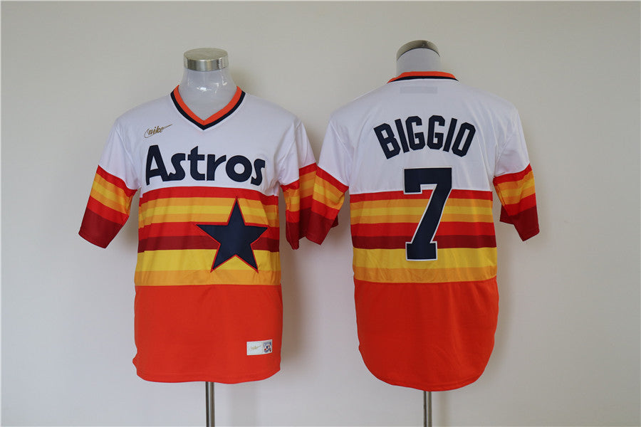 Men's Houston Astros Craig Biggio #7 White Home Cooperstown Collection Player Jersey1 baseball jersey product view 1