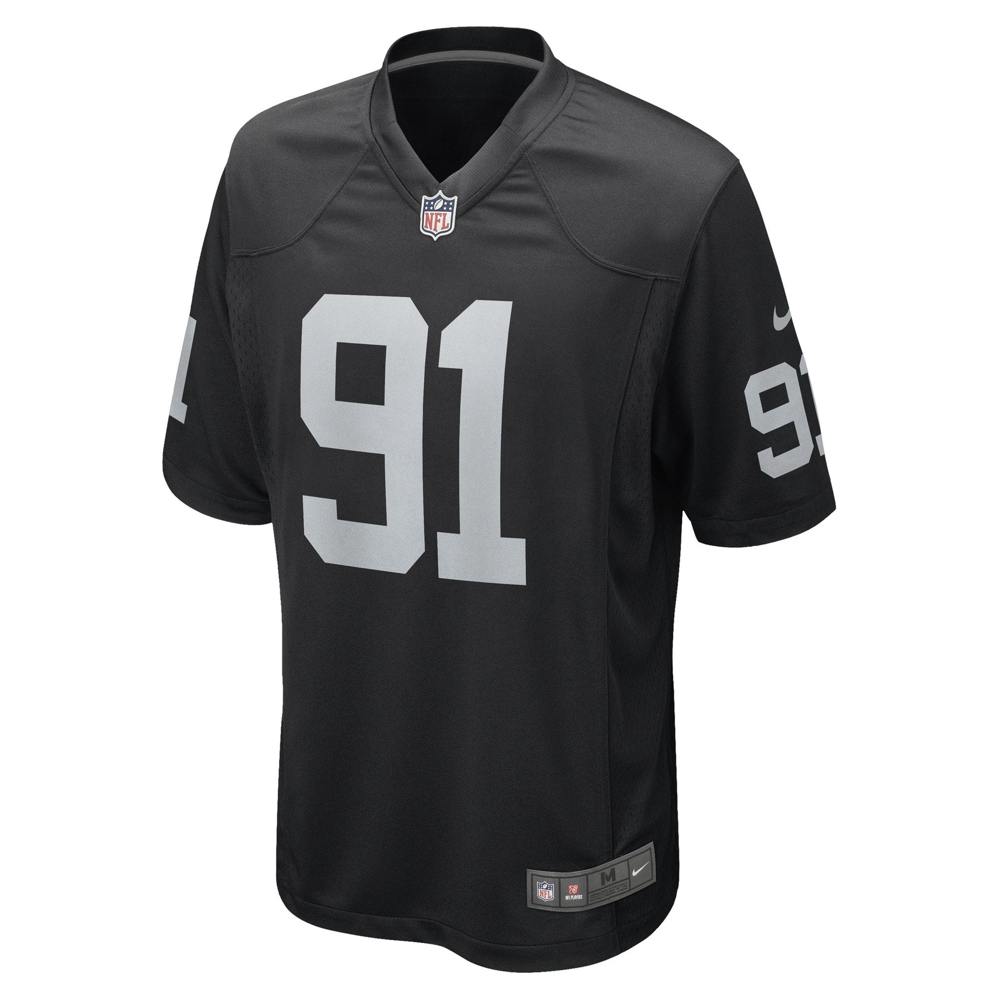 Bilal Nichols Las Vegas Raiders Game Jersey - Black football jersey product view 2