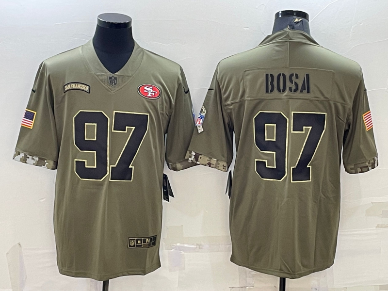 Men's San Francisco 49ers Nick Bosa Olive 2022 Salute To Service Retired Player Limited Jersey football jersey product view 1