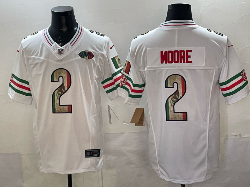 Men's Chicago Bears D.J. Moore #2 White Game Team Jersey football jersey product view 1