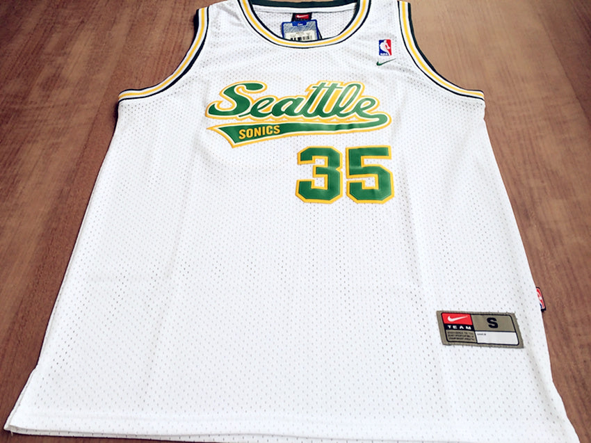 SuperSonics No. 35 Durant Retro White Premium Mesh basketball jersey product view 3