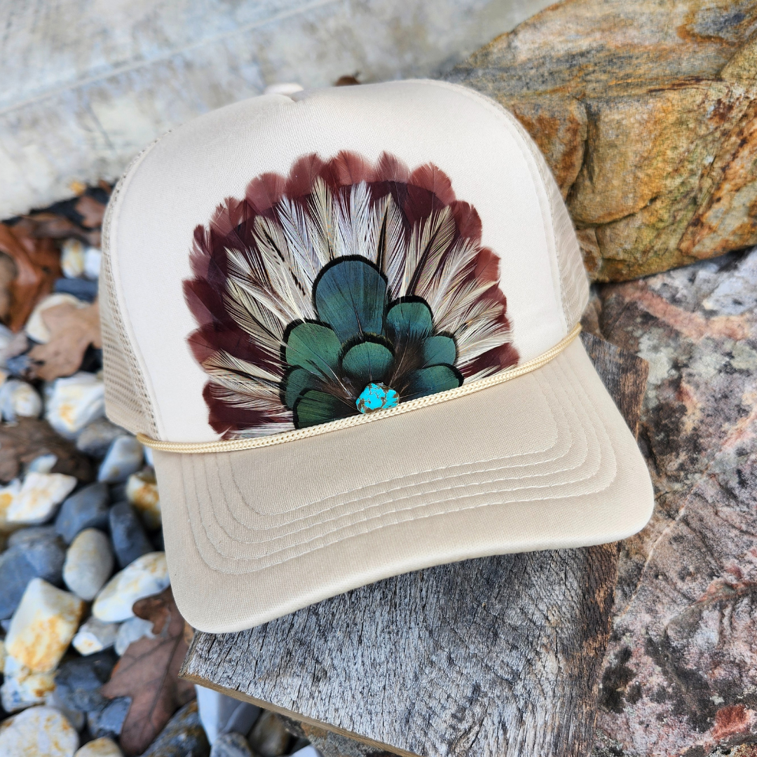 Western Feather Trucker Hat Retro Feather Crown Hat Unisex T-shirt, Sweatshirt, Hoodie, Long Sleeve Tee - T-Shirt, Sweatshirt, Hoodie