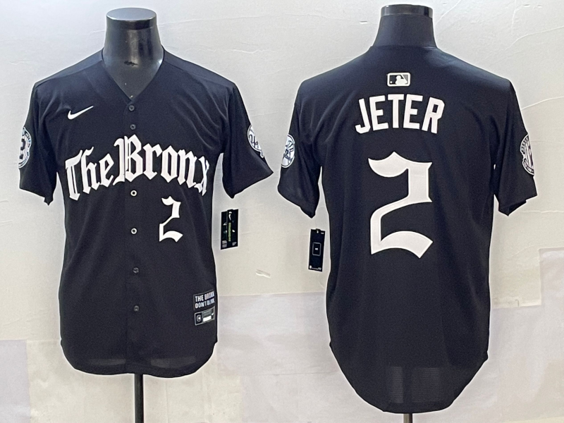 Men's New York Yankees Derek Jeter Black Team Player Jersey baseball jersey product view 1