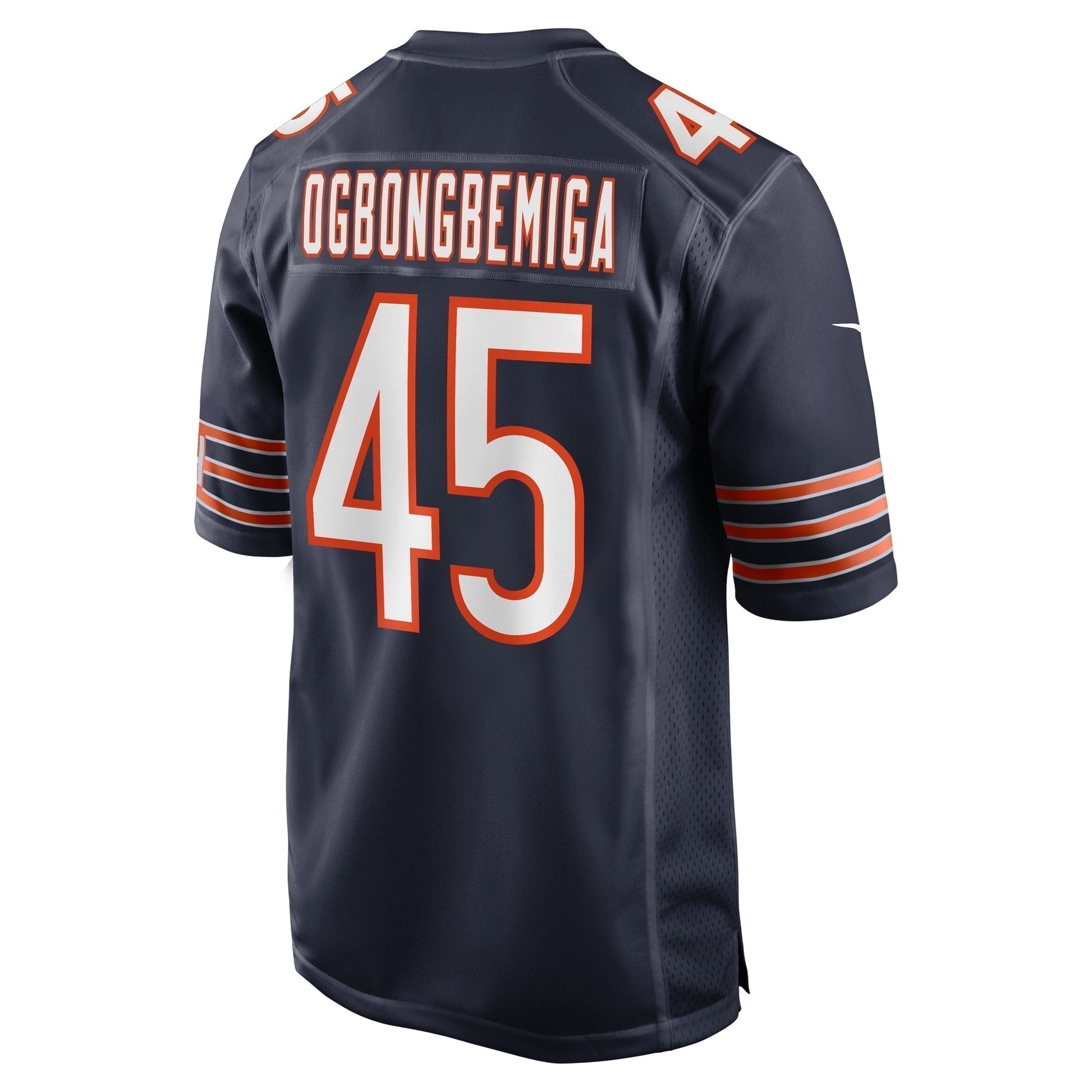 Amen Ogbongbemiga Chicago Bears Game Jersey - Navy football jersey product view 3