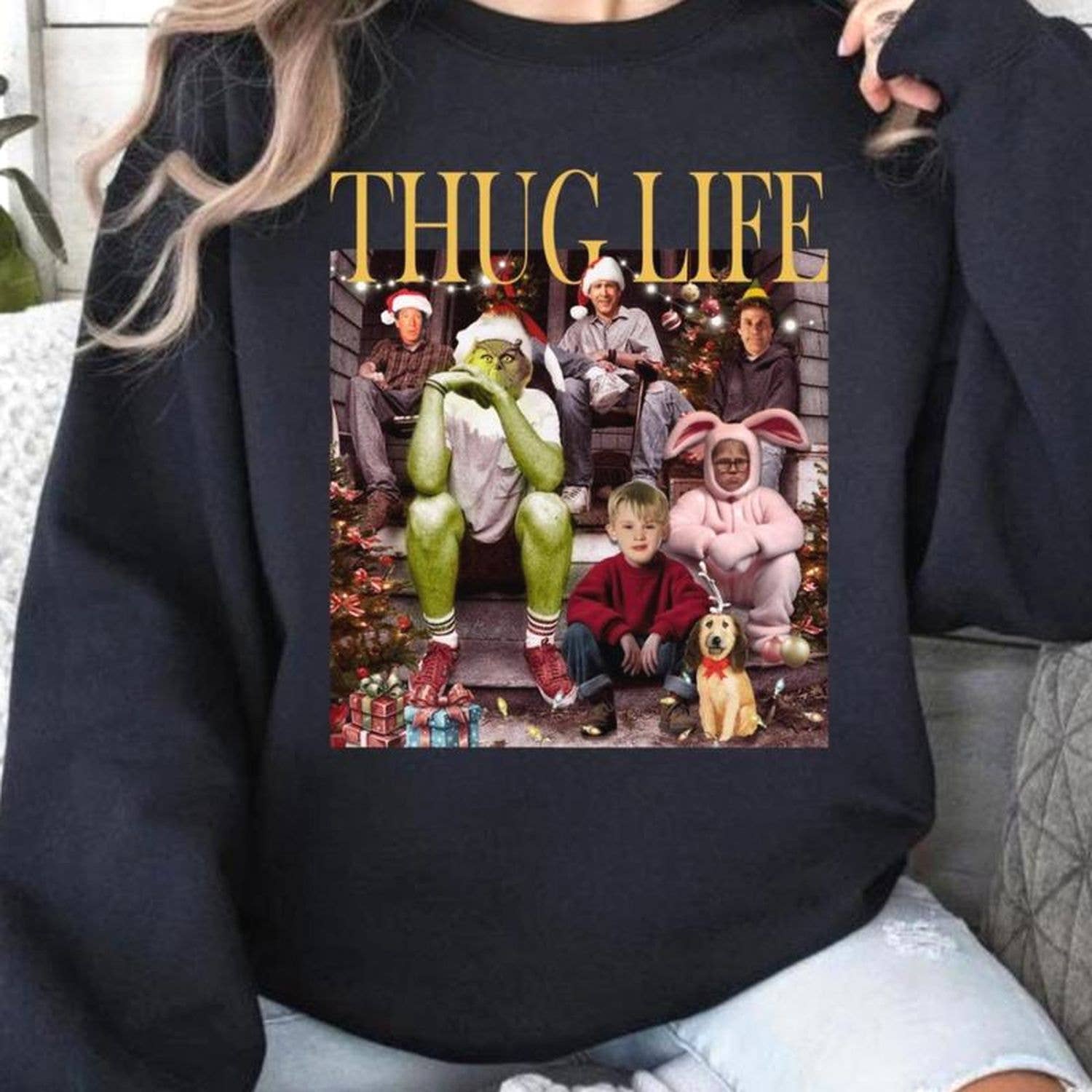 Thug Life Christmas Sweatshirt Hoodie Christmas Movie Shirt Unisex T-shirt, Sweatshirt, Hoodie, Long Sleeve Tee - T-Shirt, Sweatshirt, Hoodie