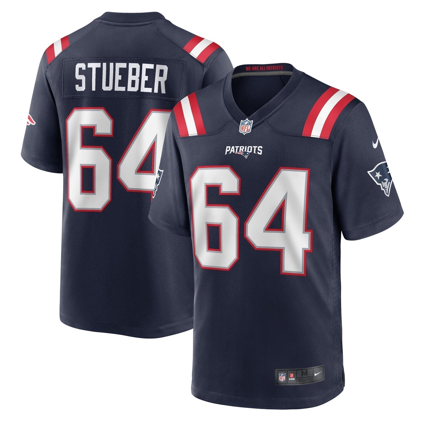 Andrew Stueber New England Patriots Game Jersey - Navy football jersey product view 1